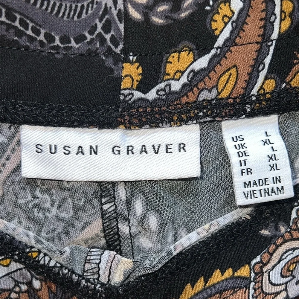 Susan Graver Pants pull-on Paisley, weighty stretchy fabric size large - Picture 7 of 11